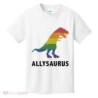 Allysaurus Dinosaur In Rainbow Flag For Ally LGBT Pride Kids T-Shirt thumb 0