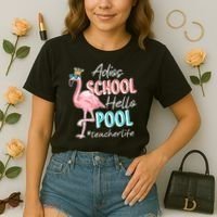 Adios School Hello Pool Teacher Life Flamingo Comfort Colors Boxy T-Shirt thumb 2