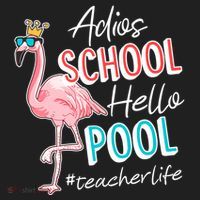 Adios School Hello Pool Teacher Life Flamingo Comfort Colors Boxy T-Shirt thumb 3