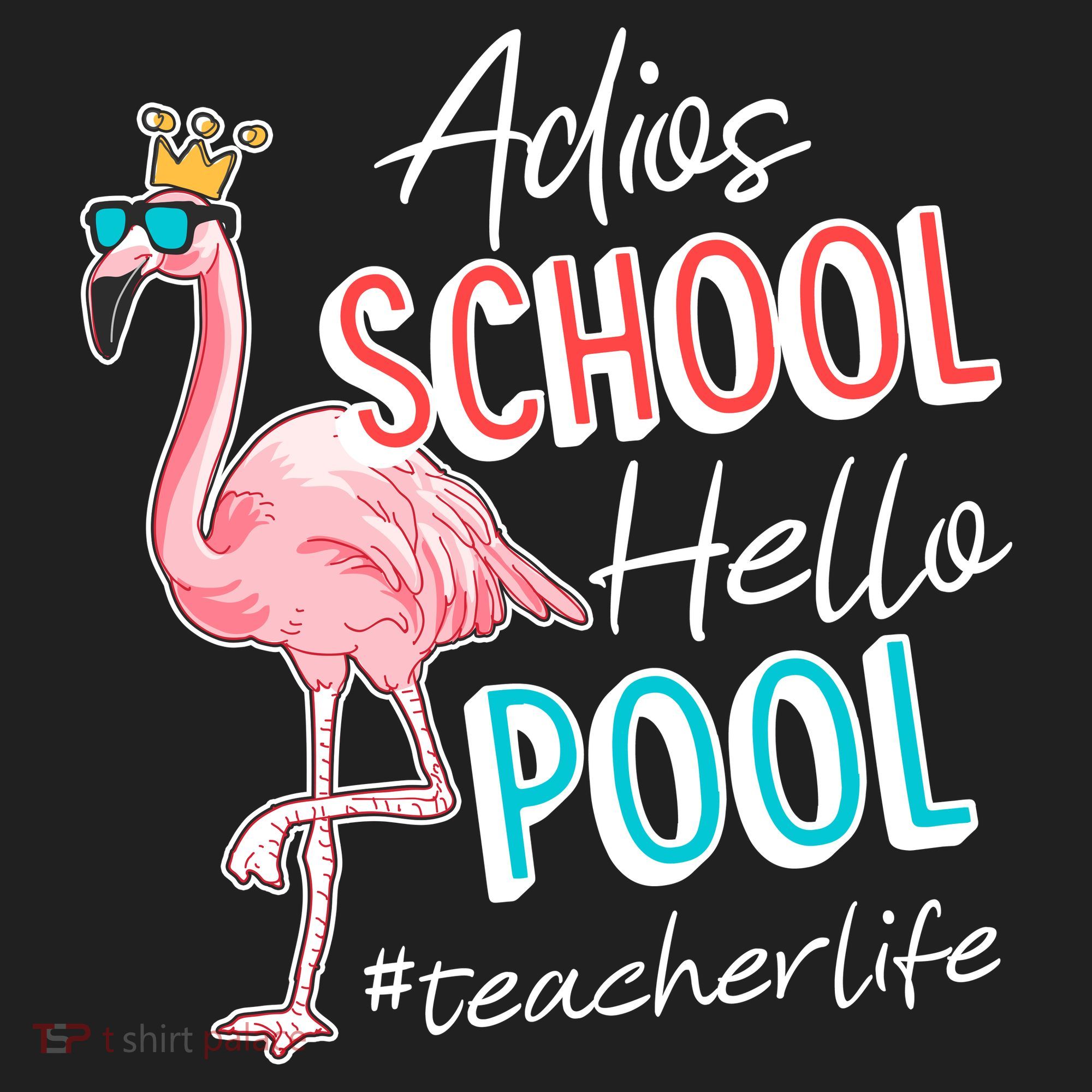 Adios School Hello Pool Teacher Life Flamingo Comfort Colors Boxy T-Shirt