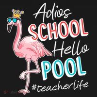 Adios School Hello Pool Teacher Life Flamingo Backpack thumb 2