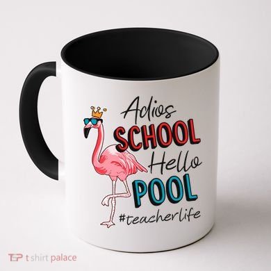 Adios School Hello Pool Teacher Life Flamingo Coffee Mug