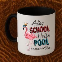 Adios School Hello Pool Teacher Life Flamingo Coffee Mug thumb 2