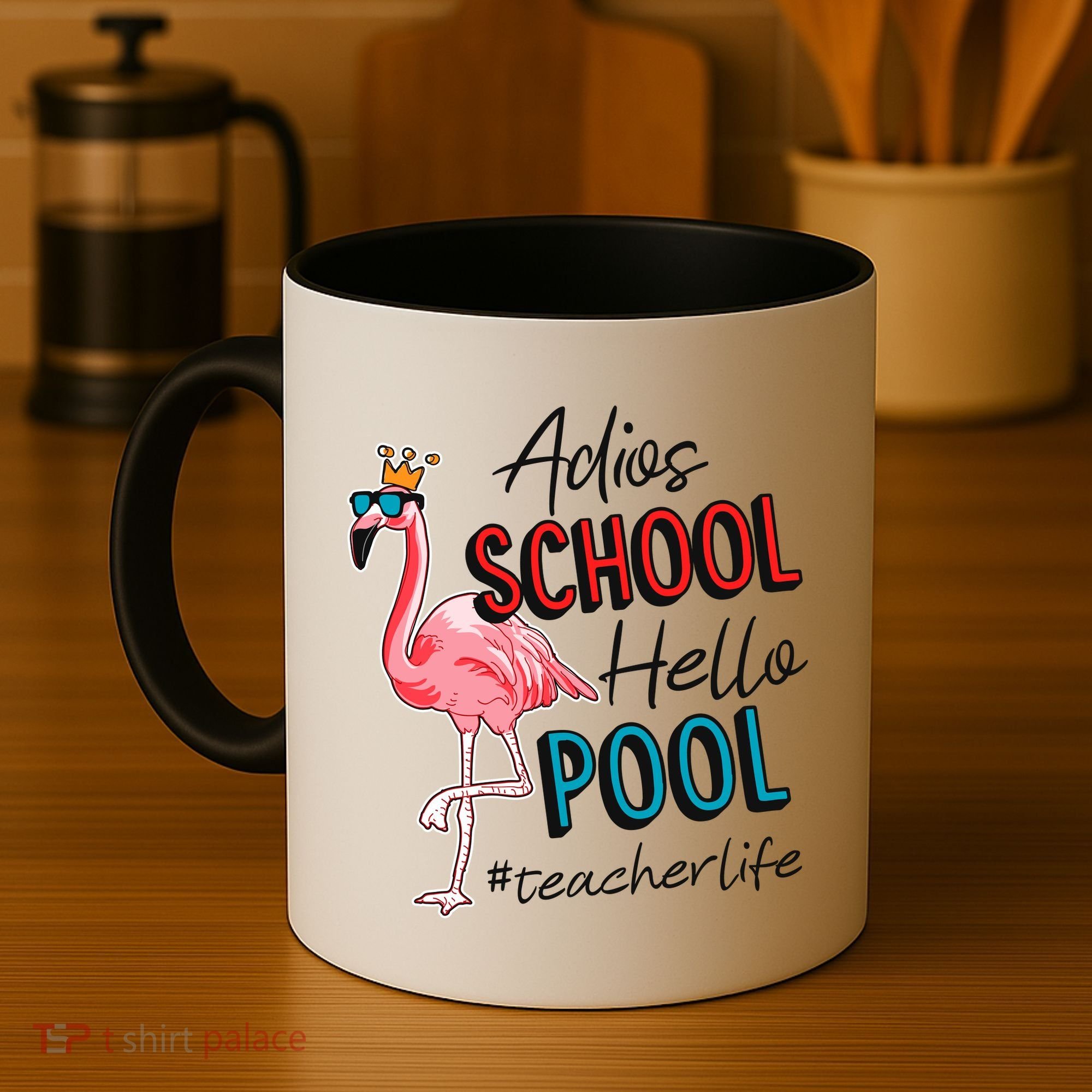 Adios School Hello Pool Teacher Life Flamingo Coffee Mug