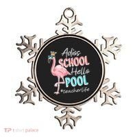 Adios School Hello Pool Teacher Life Flamingo Ornament thumb 0