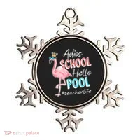 Adios School Hello Pool Teacher Life Flamingo Ornament thumb 0