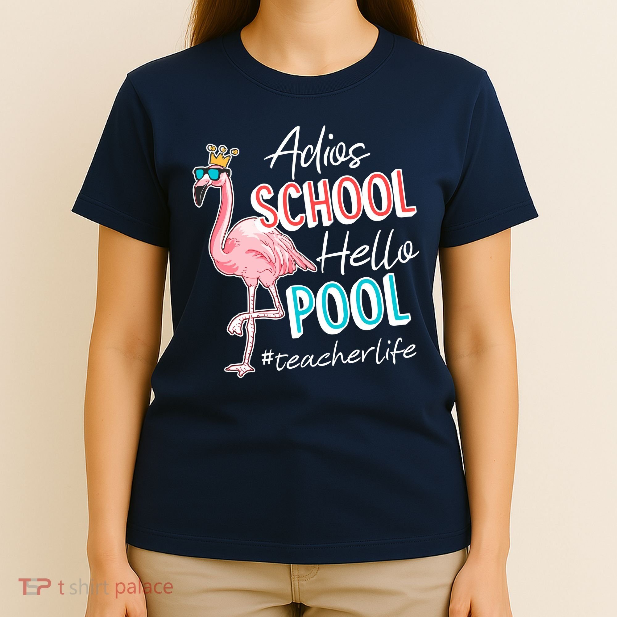 Adios School Hello Pool Teacher Life Flamingo T-Shirt