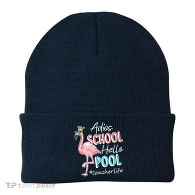 Adios School Hello Pool Teacher Life Flamingo Beanie