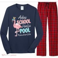 Adios School Hello Pool Teacher Life Flamingo Long Sleeve Pajama Set thumb 0