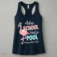 Adios School Hello Pool Teacher Life Flamingo Women's Tank Top thumb 3