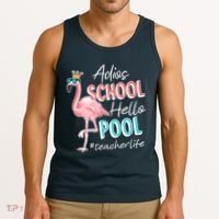 Adios School Hello Pool Teacher Life Flamingo Tank Top thumb 3