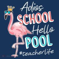 Adios School Hello Pool Teacher Life Flamingo Tank Top thumb 6