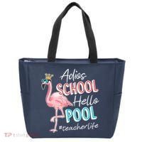 Adios School Hello Pool Teacher Life Flamingo Tote Bag thumb 0