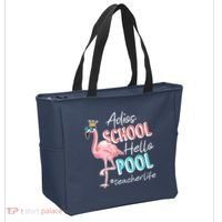 Adios School Hello Pool Teacher Life Flamingo Tote Bag thumb 2