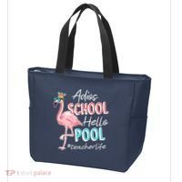 Adios School Hello Pool Teacher Life Flamingo Tote Bag thumb 3
