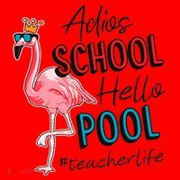 Adios School Hello Pool Teacher Life Flamingo Santa Hat thumb 1