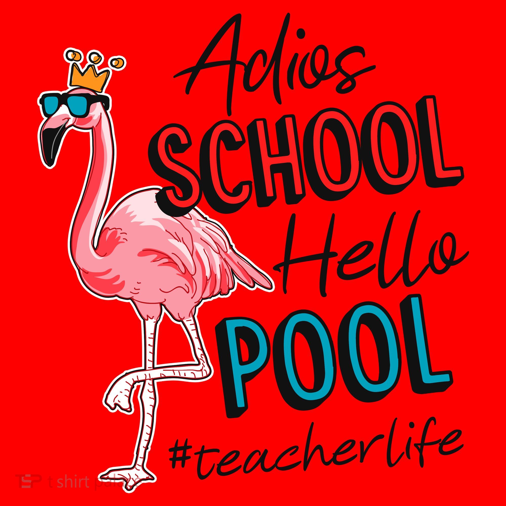 Adios School Hello Pool Teacher Life Flamingo Santa Hat