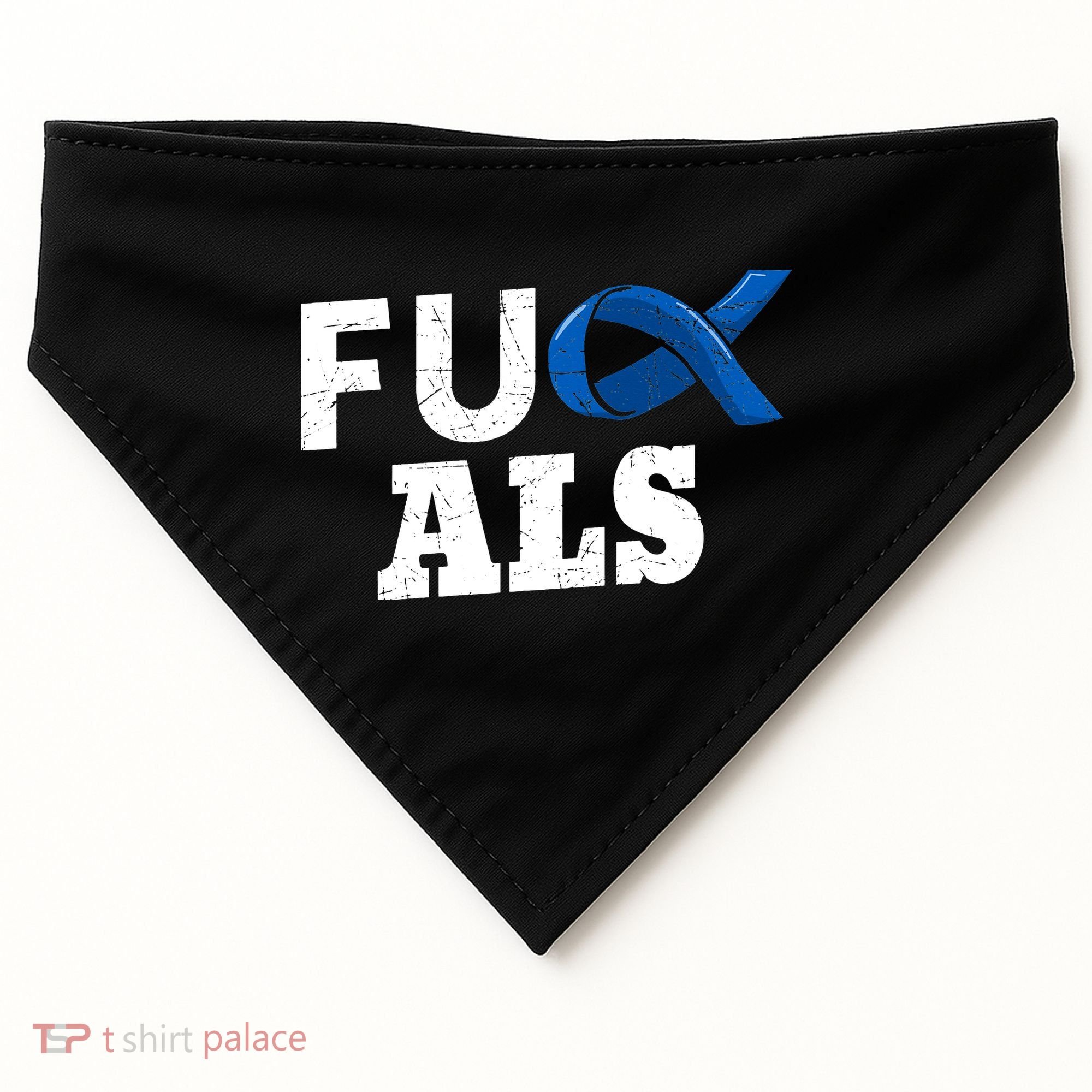 ALS Disease Lou Gehrig's Blue Ribbon Neurological Disorders USA-Made Doggie Bandana