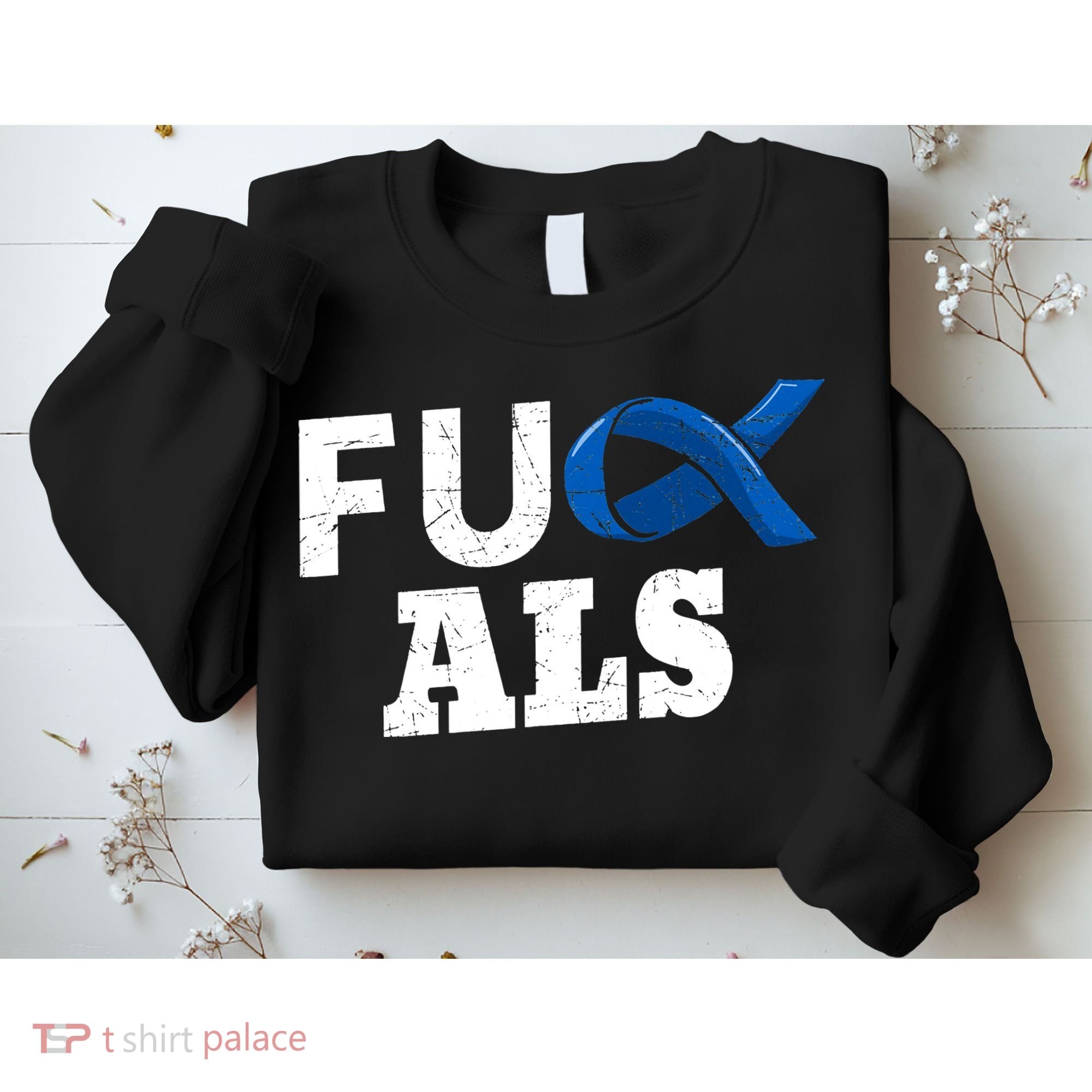 ALS Disease Lou Gehrig's Blue Ribbon Neurological Disorders Sweatshirt