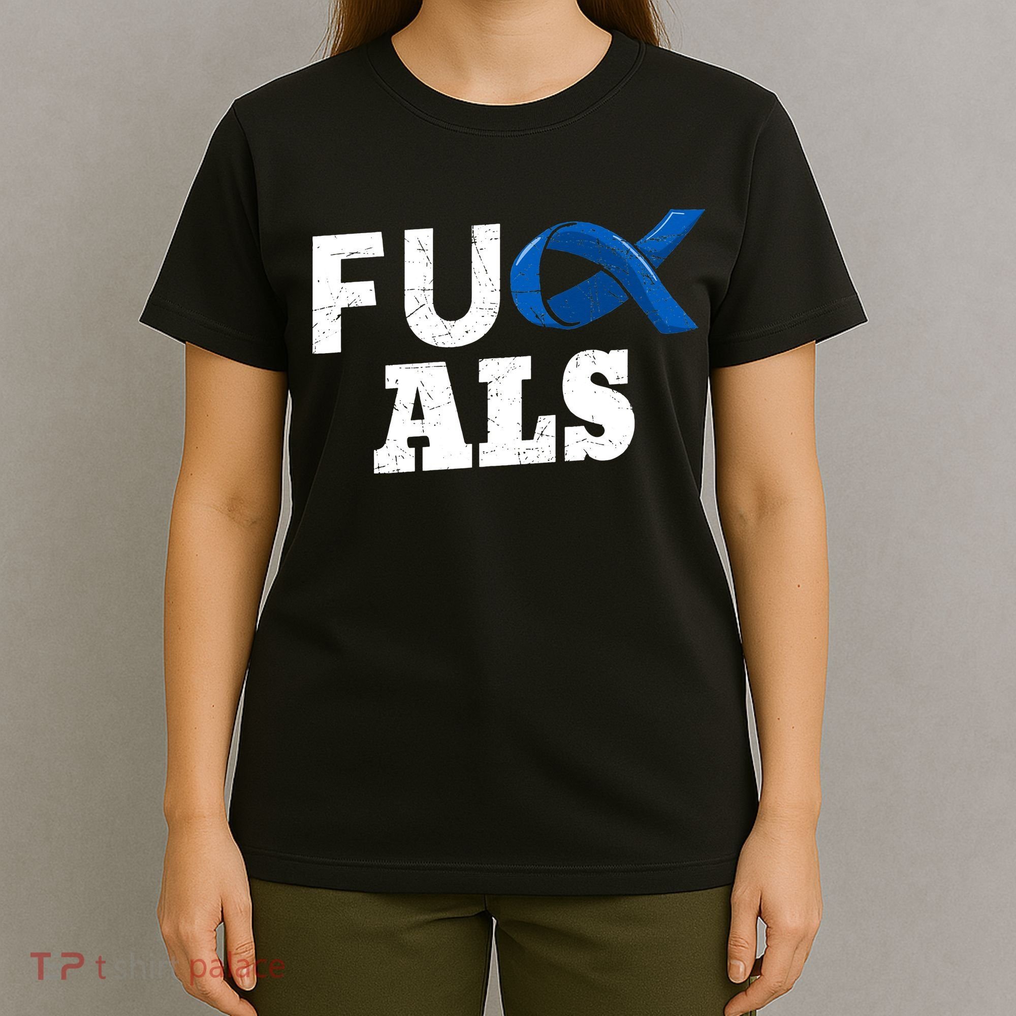 ALS Disease Lou Gehrig's Blue Ribbon Neurological Disorders T-Shirt