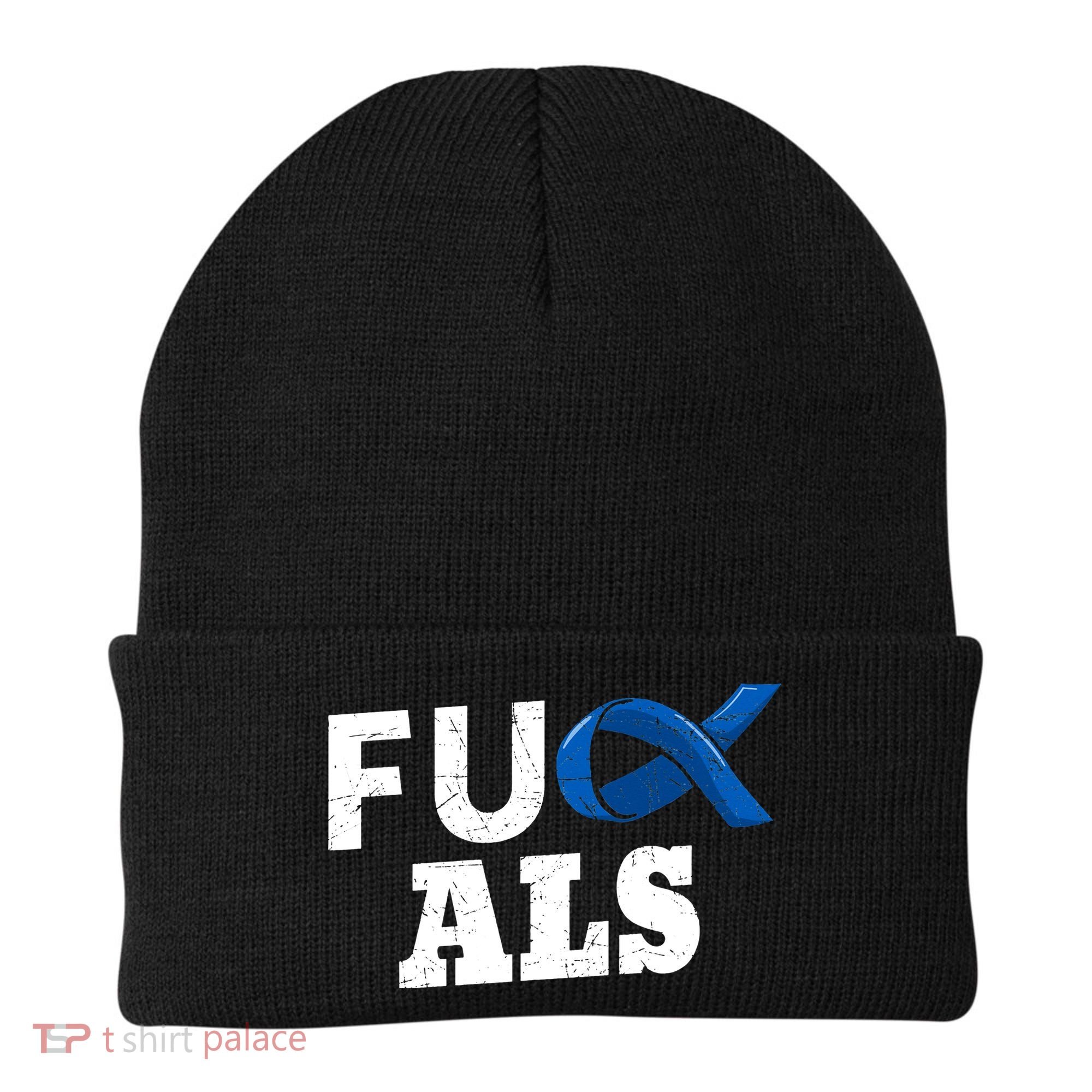 ALS Disease Lou Gehrig's Blue Ribbon Neurological Disorders Beanie