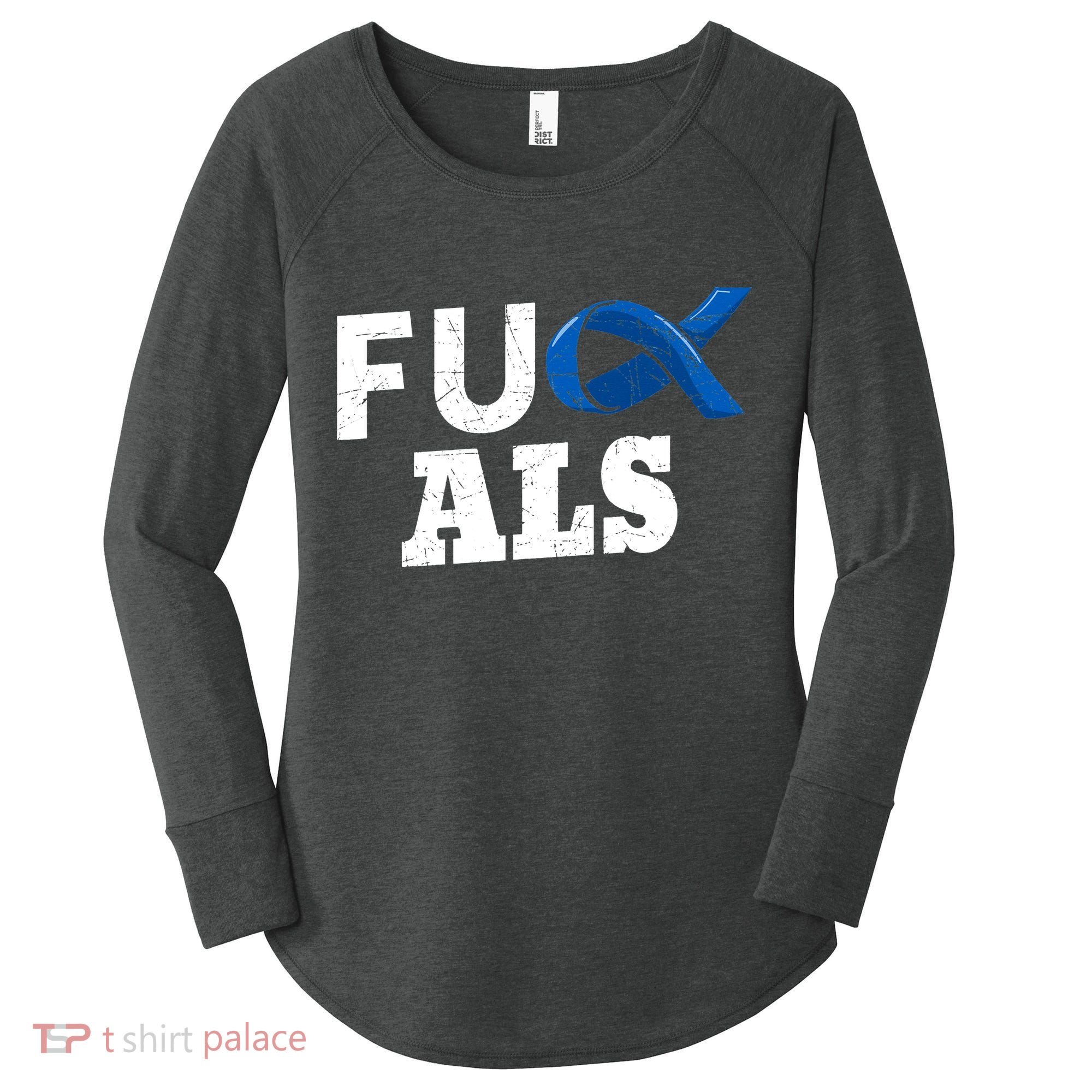 ALS Disease Lou Gehrig's Blue Ribbon Neurological Disorders Women's Perfect Tri Tunic Long Sleeve Shirt