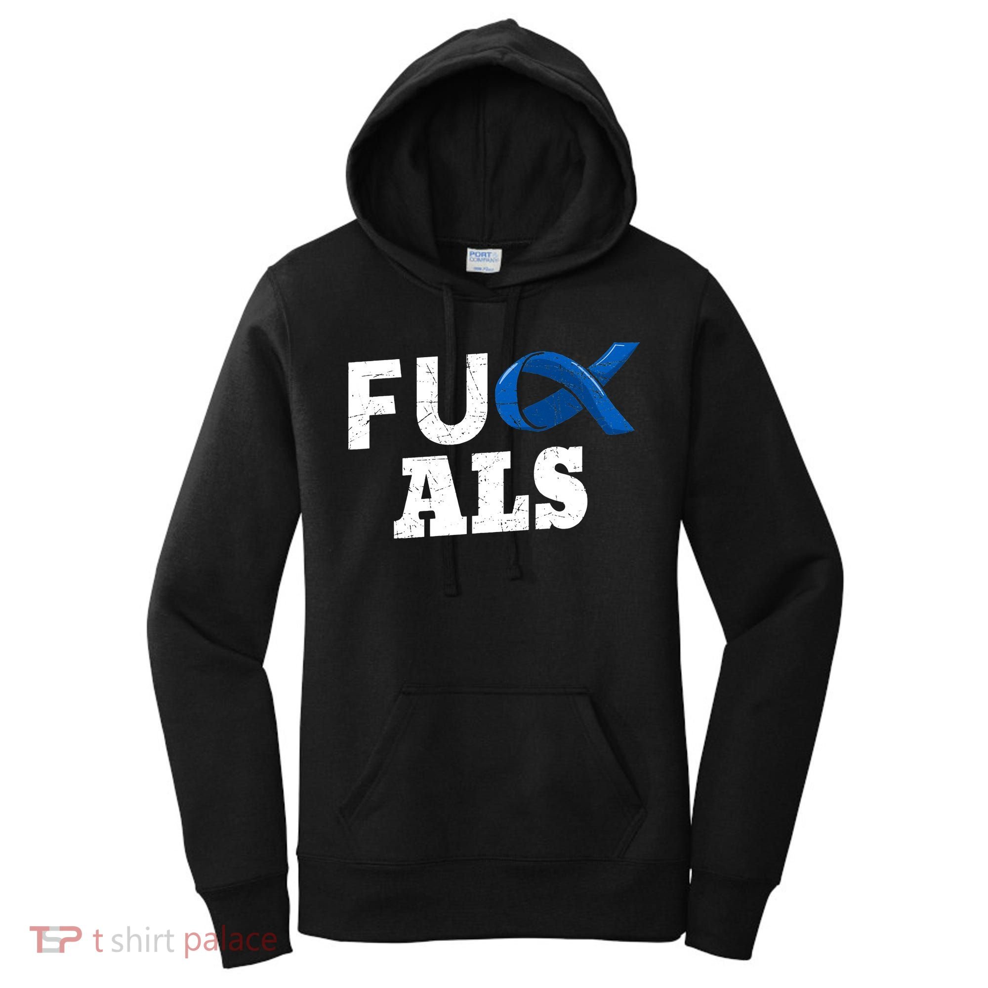 ALS Disease Lou Gehrig's Blue Ribbon Neurological Disorders Women's Hoodie