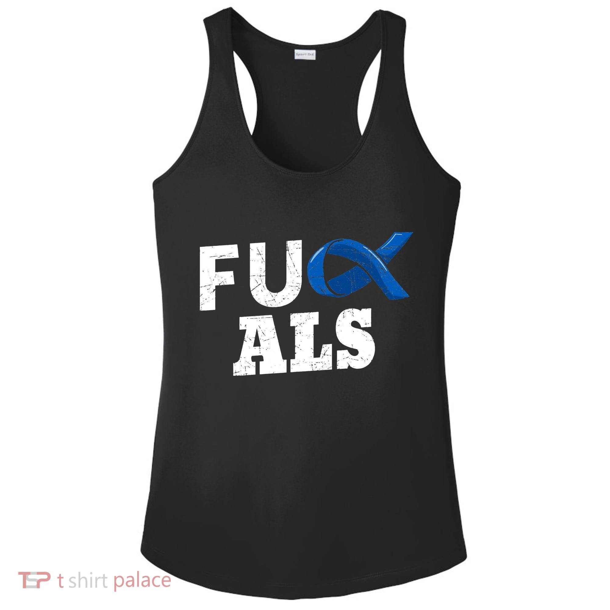 ALS Disease Lou Gehrig's Blue Ribbon Neurological Disorders Ladies PosiCharge Competitor Racerback Tank