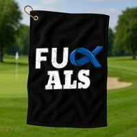 ALS Disease Lou Gehrig's Blue Ribbon Neurological Disorders Golf Towel thumb 1