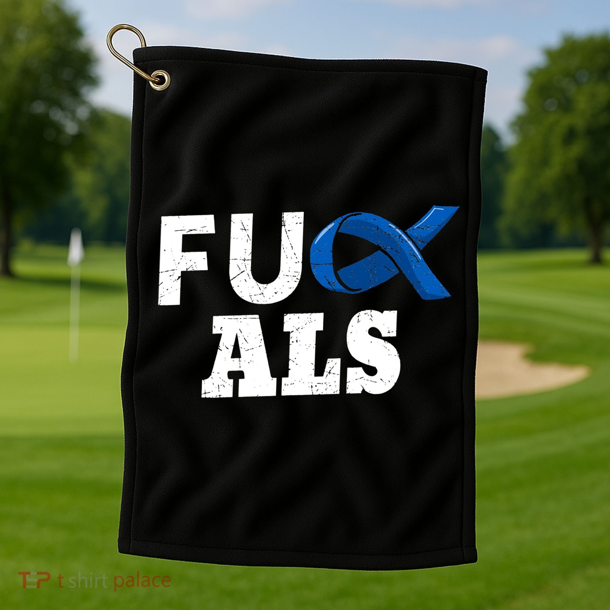 ALS Disease Lou Gehrig's Blue Ribbon Neurological Disorders Golf Towel