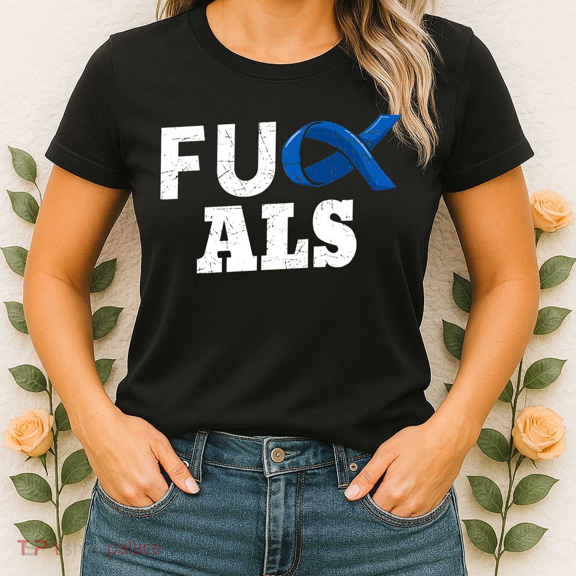 ALS Disease Lou Gehrig's Blue Ribbon Neurological Disorders Women's T-Shirt