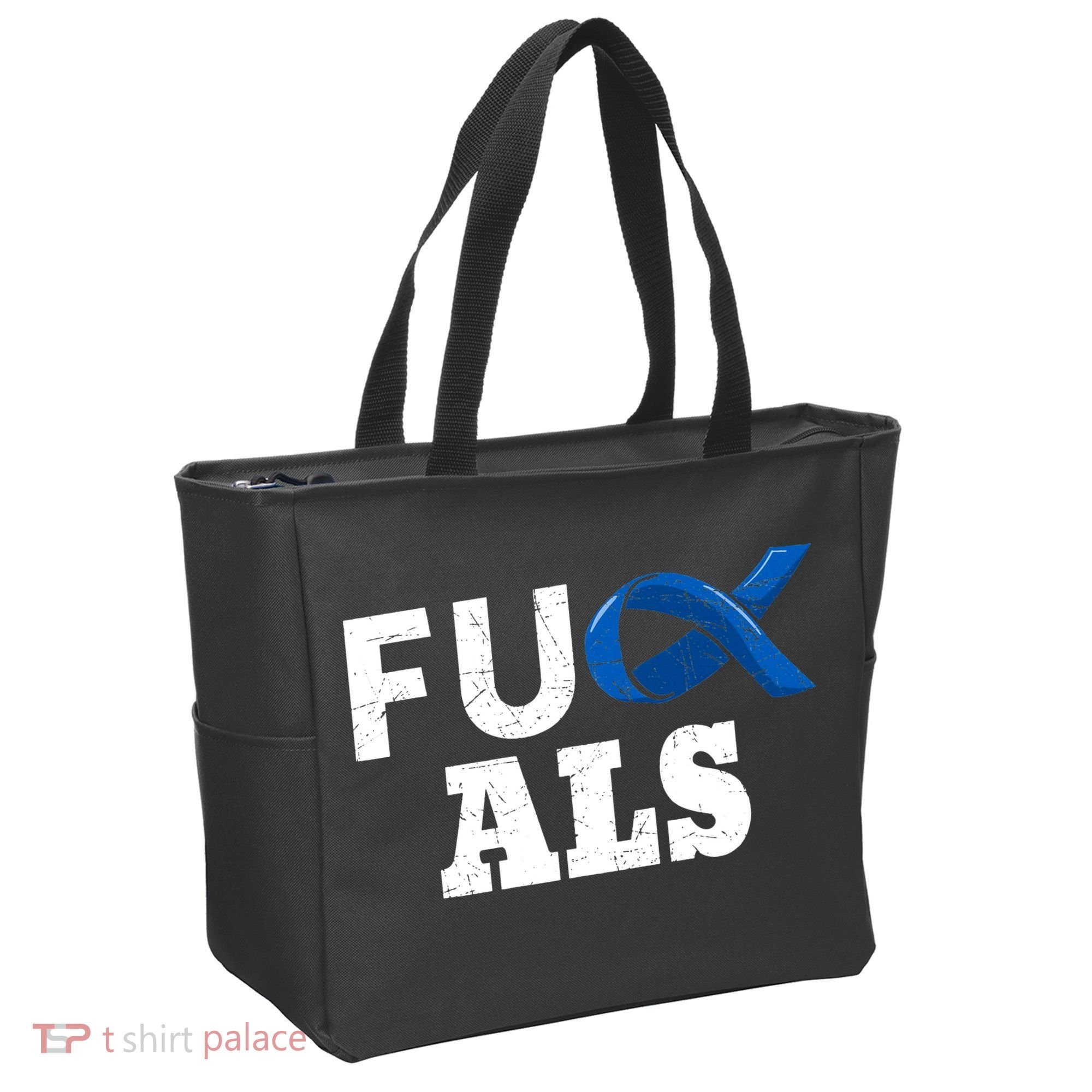 ALS Disease Lou Gehrig's Blue Ribbon Neurological Disorders Tote Bag
