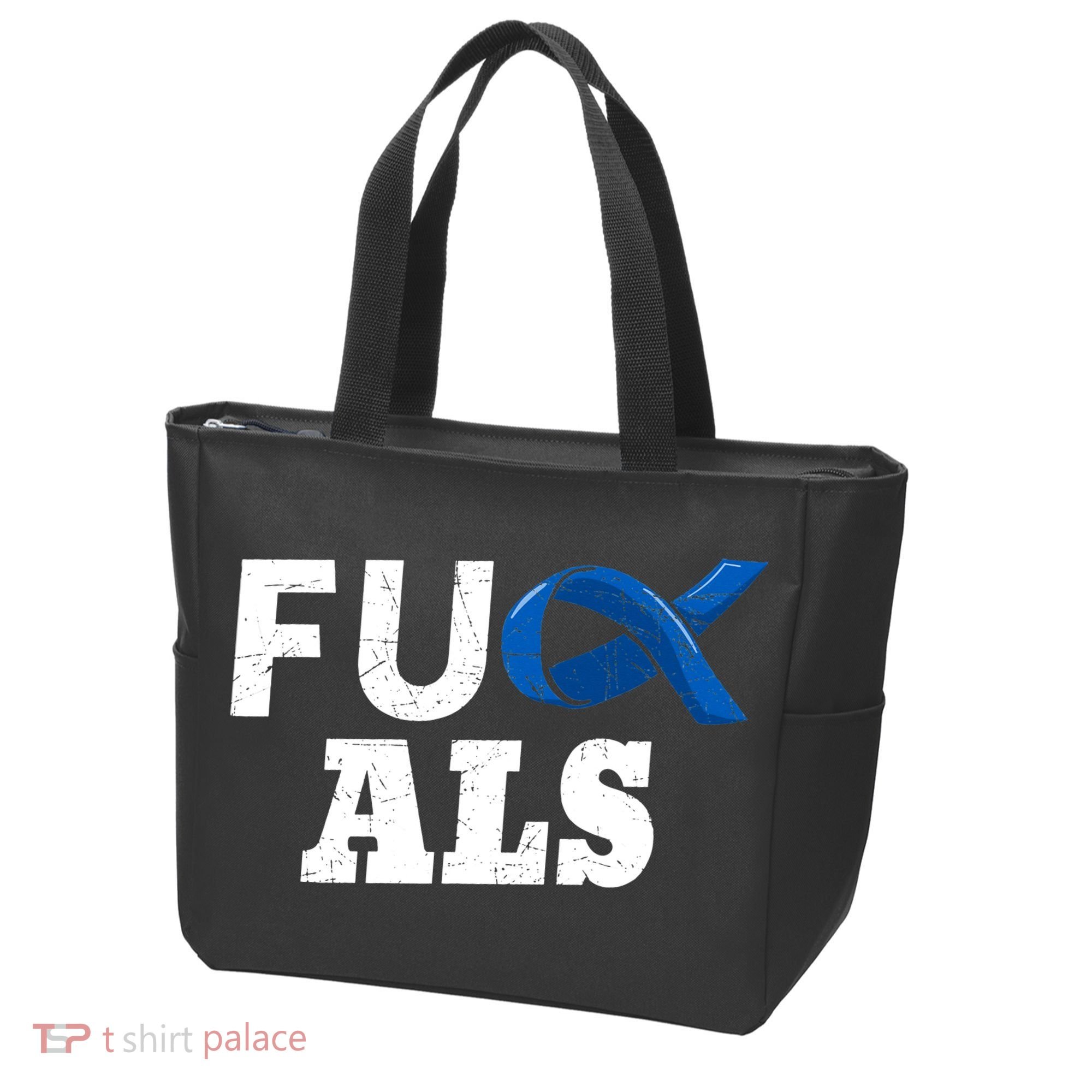 ALS Disease Lou Gehrig's Blue Ribbon Neurological Disorders Tote Bag