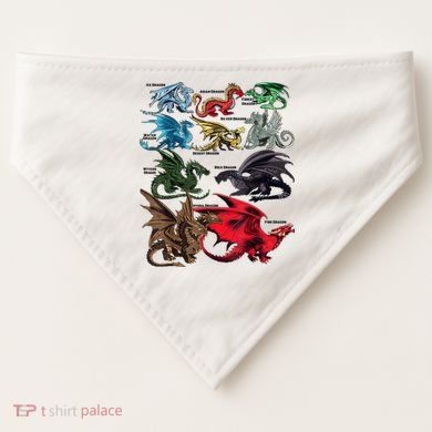 Awesome Dragon Lovers Types Of Dragons Gift USA-Made Doggie Bandana