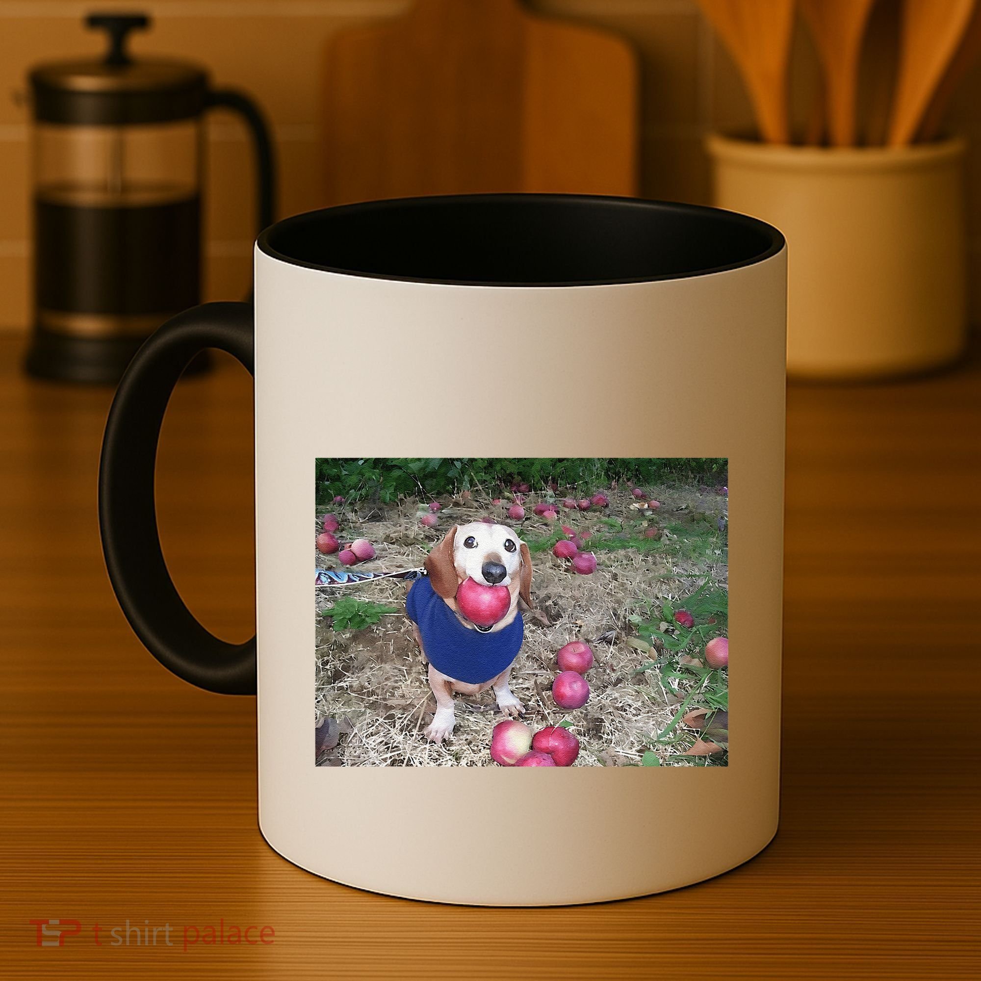 Apple Dog Meme Funny Dog With Apple In Mouth Funny Brainrot Coffee Mug