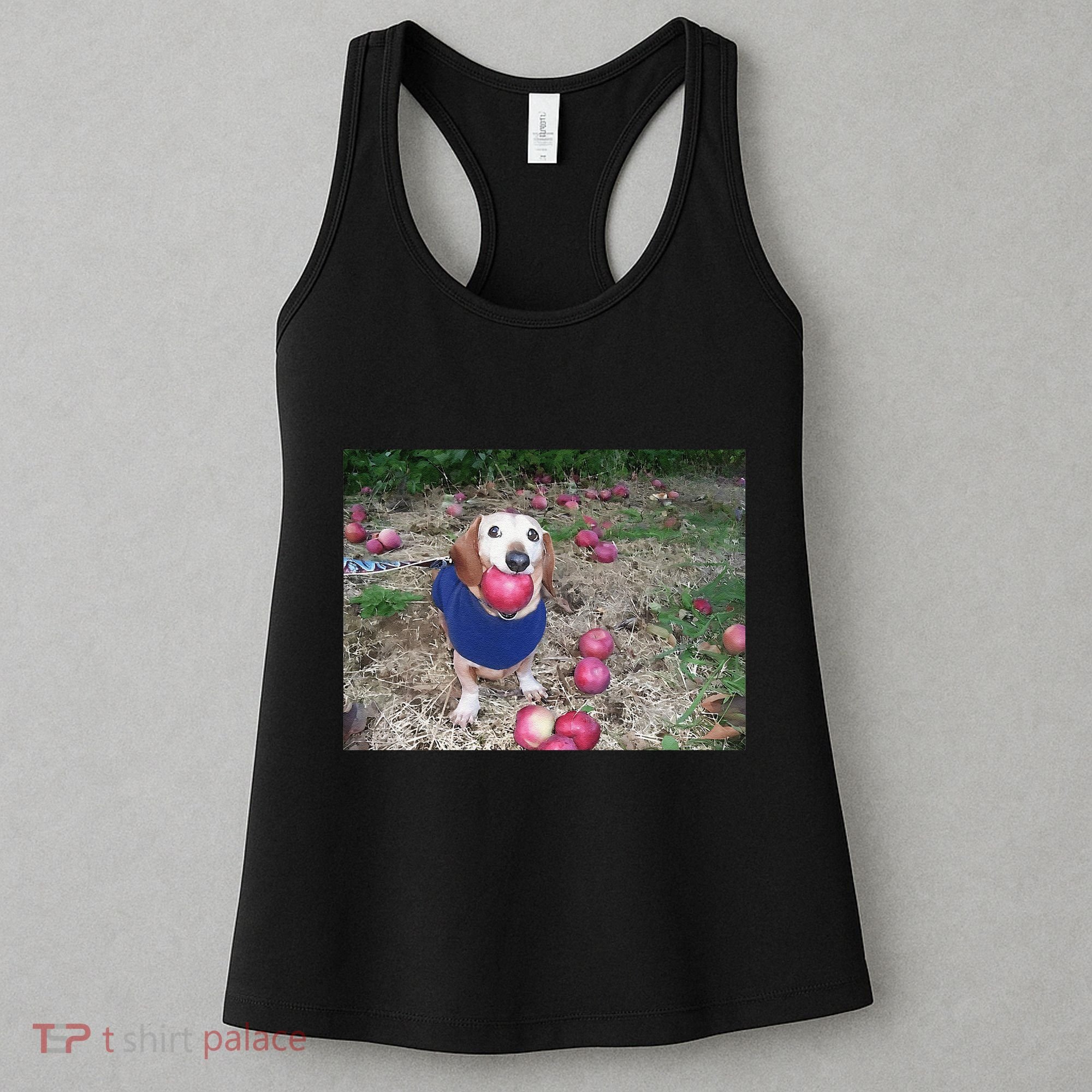 Apple Dog Meme Funny Dog With Apple In Mouth Funny Brainrot Women's Tank Top
