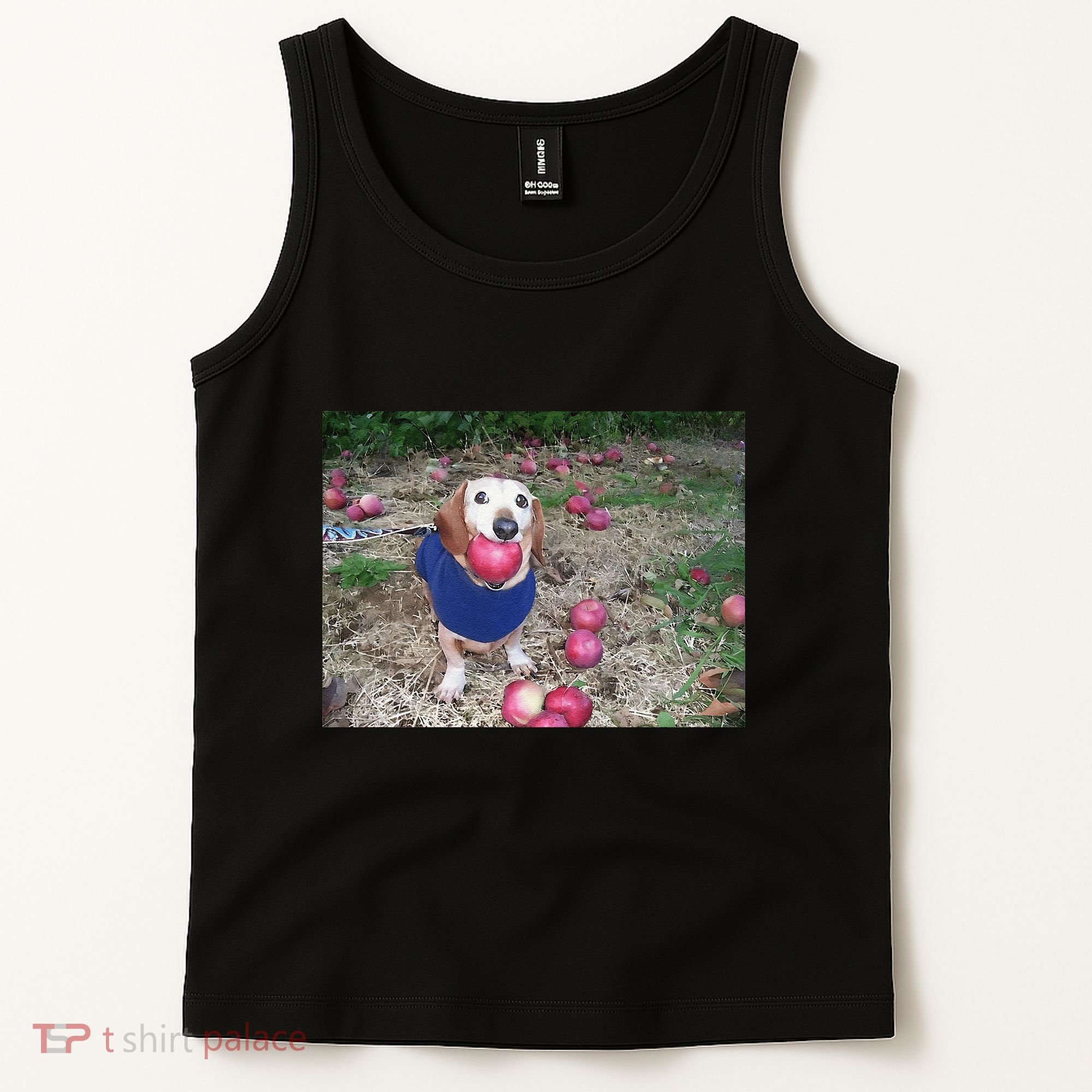 Apple Dog Meme Funny Dog With Apple In Mouth Funny Brainrot Tank Top