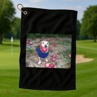 Apple Dog Meme Funny Dog With Apple In Mouth Funny Brainrot Golf Towel thumb 1