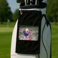 Apple Dog Meme Funny Dog With Apple In Mouth Funny Brainrot Golf Towel thumb 2