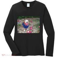 Apple Dog Meme Funny Dog With Apple In Mouth Funny Brainrot Women's Long Sleeve Shirt thumb 0
