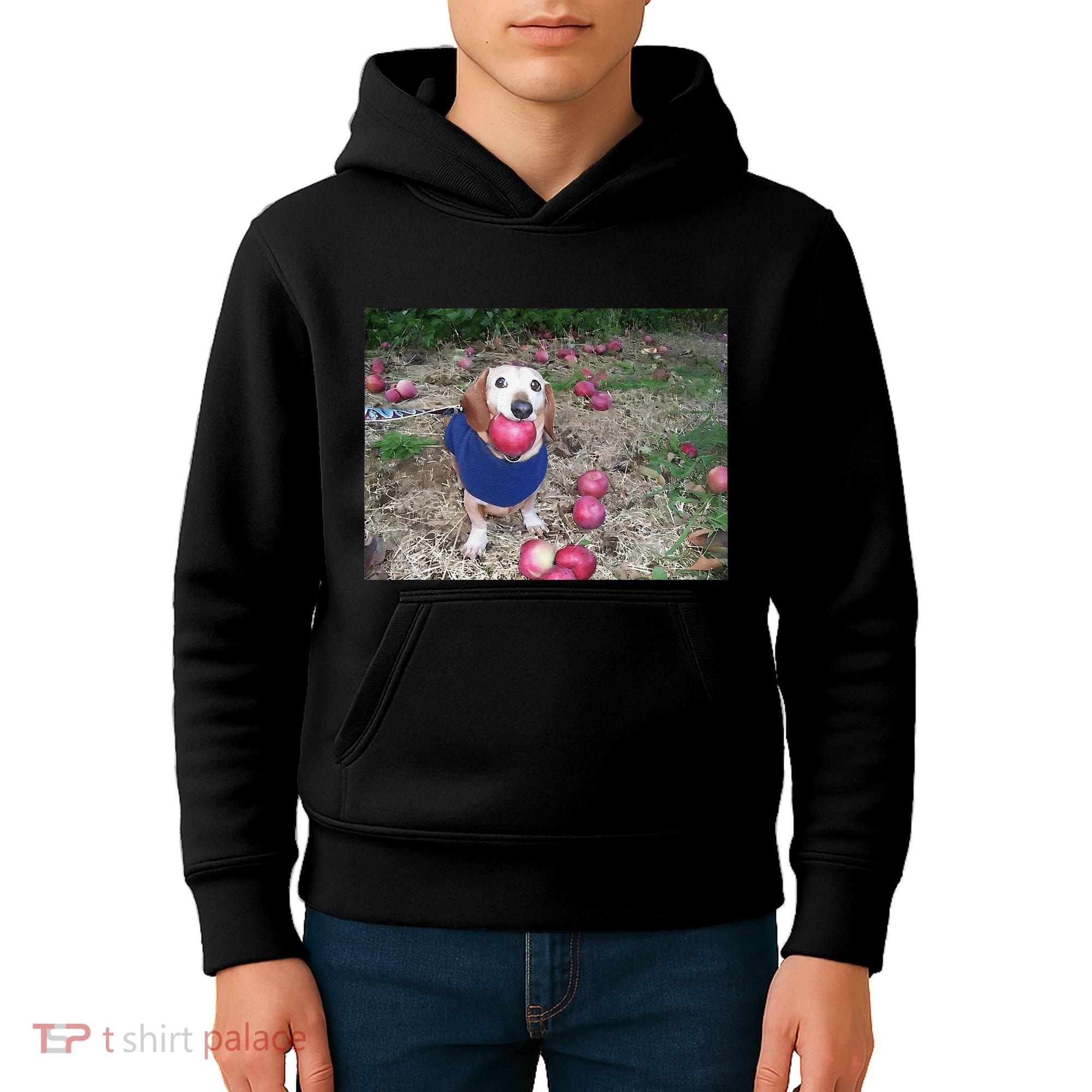 Apple Dog Meme Funny Dog With Apple In Mouth Funny Brainrot Kids Hoodie