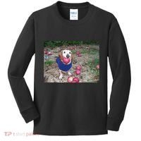 Apple Dog Meme Funny Dog With Apple In Mouth Funny Brainrot Kids Long Sleeve Shirt thumb 0