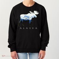 Alaska Day Moose Snowy Mountain Women's Sweatshirt thumb 0