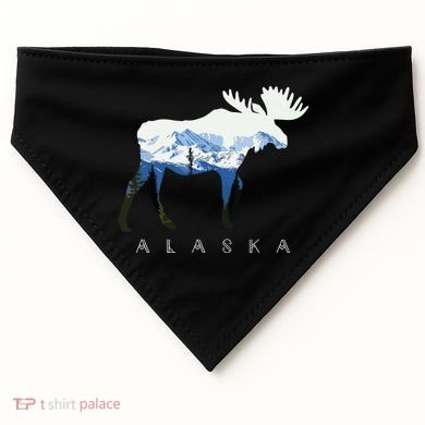Alaska Day Moose Snowy Mountain USA-Made Doggie Bandana
