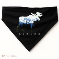 Alaska Day Moose Snowy Mountain USA-Made Doggie Bandana thumb 0