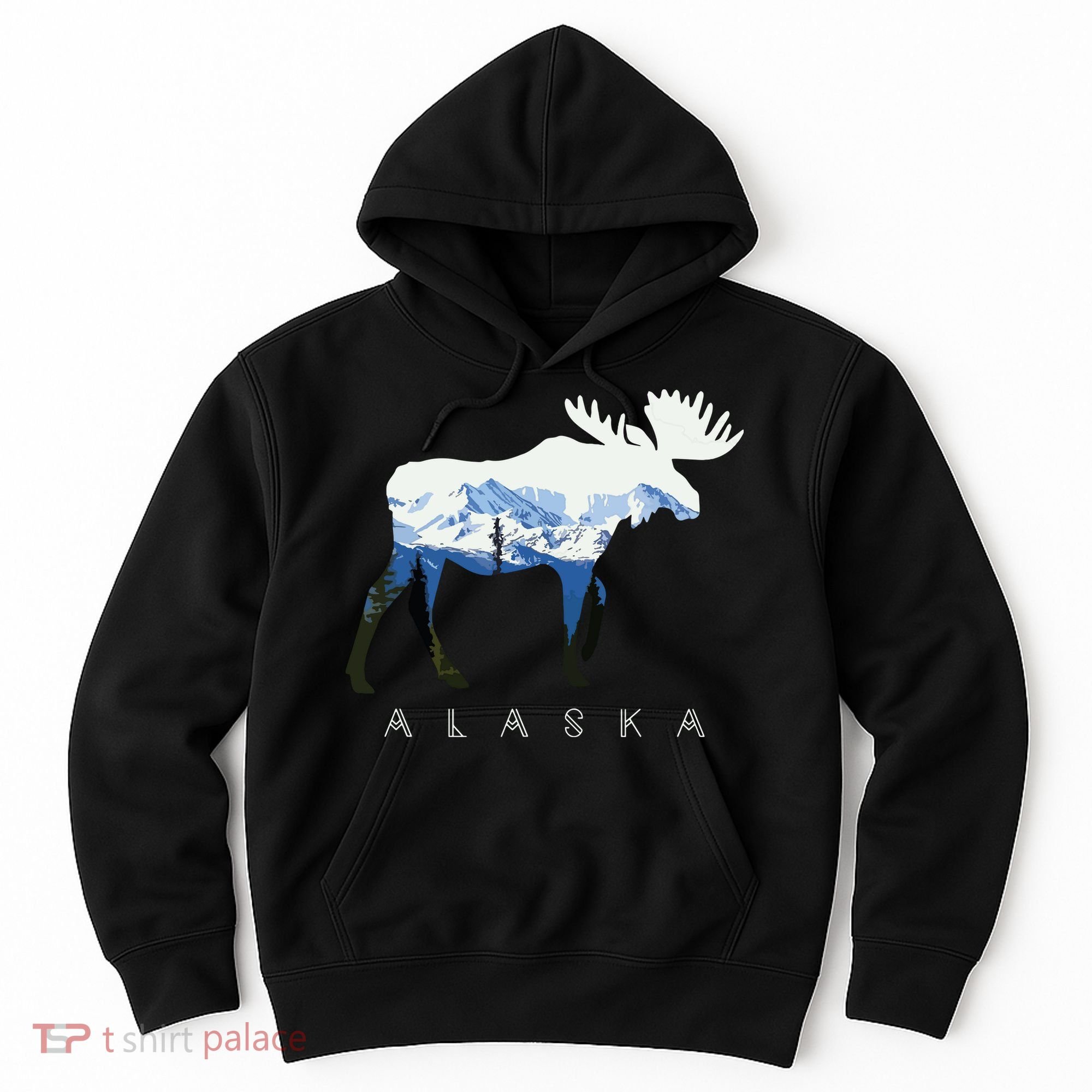 Alaska Day Moose Snowy Mountain Hoodie