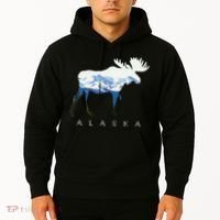 Alaska Day Moose Snowy Mountain Hoodie thumb 2