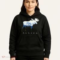 Alaska Day Moose Snowy Mountain Hoodie thumb 5