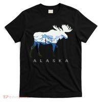 Alaska Day Moose Snowy Mountain T-Shirt thumb 0
