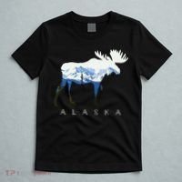 Alaska Day Moose Snowy Mountain T-Shirt thumb 5